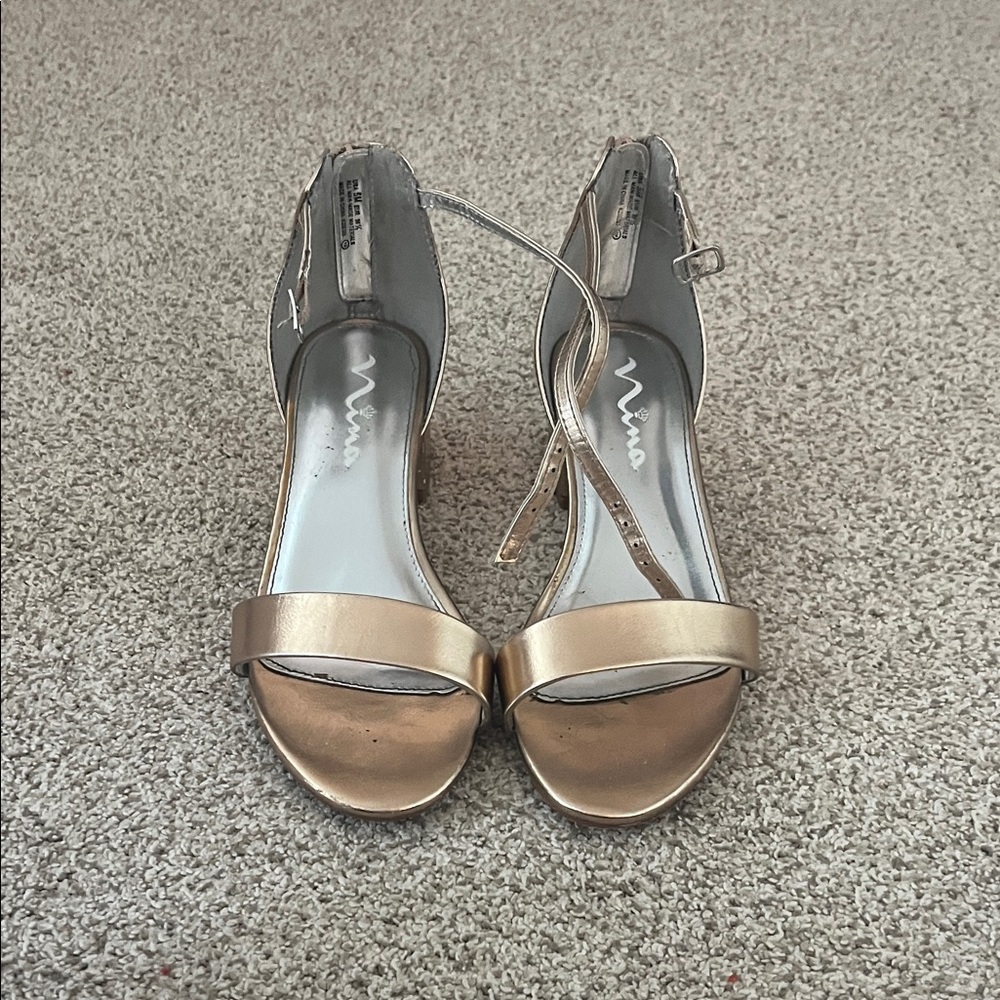 Nina Mango Metallic Gold Heeled Sandals